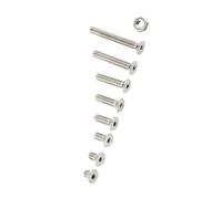 HWGING Tornillo con Cabeza Hexagonal de Acero Inoxidable M2.5 A2, Surtido de Pernos con Tuercas Hexagonales, 300 Piezas (C: cabeza plana)