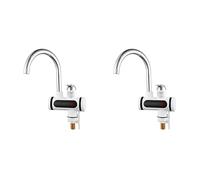 HWIREUIGT 2X Calentador de Agua Eléctrico Grifo Pantalla de Temperatura Instantánea Calentador de Agua Caliente Instantáneo Grifo para Cocina Baño Enchufe de la UE