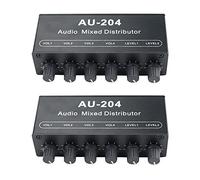 HWIREUIGT 2X Mezclador Estéreo de Audio (2 Entradas 4 Salidas) Presione Cuatro Auriculares o Amplificadores de Potencia