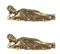 HWIREUIGT 2X Mini Estatua de Buda de Mentira Dorada Retro, Escultura de Buda, Figuras de Cobre, Latón Puro, Decoración del Hogar, Buda