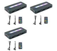 HWIREUIGT 3X HUB PWM Ventilador y 5 V/3 Pines ARGB, Controlador Temperatura Ritmo Musical 1 A 6, Control Remoto del Ventilador Refrigeración Aura Sync, Concentrador Chasis
