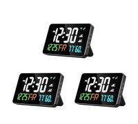 HWIREUIGT 3X Reloj Digital Despertador Reloj WiFi, Letras Extra Grandes, Temperatura y Humedad, Calendario, Semana, Brillo de 4 Niveles