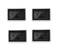 HWIREUIGT 4 relojes digitales de pared, pantalla LCD grande, funciona con pilas, temperatura interior, calendario, pie de mesa (plateado)