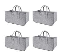 HWIREUIGT 4X Accesorio Decoración Elegante Bolsa de Almacenamiento Periódico Picnic Ropa Fieltro Leña Compras Cesta de Viaje Gris