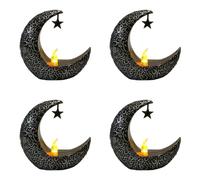 HWIREUIGT 4X Candelabro de Luna Estrellada Festival de Ramadán Decoración del Hogar Fiesta de Viento Linterna Vela Lámpara de Escritorio Electrónica Moda D