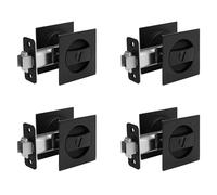 HWIREUIGT 4X Cerradura para Puerta de Bolsillo, Herrajes para Puerta de Bolsillo Cuadrados de Privacidad ContemporáNeos en Negro Mate, Cerradura para Puerta de Bolsillo Corrediza Negra