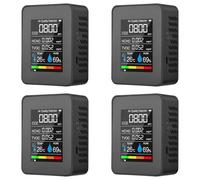HWIREUIGT 4X Monitor de Calidad del Aire 5 en 1 TVOC HCHO Medidor de CO2 de Temperatura y Humedad, Detector de CO2 Recargable por USB Negro