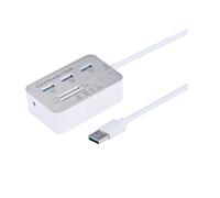 HWIREUIGT Adaptador de lector de tarjetas de memoria SD TF MS M2 MMC 17.8 cm One HUB+ 4 puertos expansor para disco U para PC, portátil, mouse, teclado USB