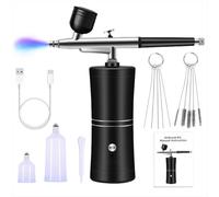 HWJAHQ Kit de aerógrafo con compresor recargable, inalámbrico, sin obstrucciones, juego de aerógrafo de alta presión para arte de uñas, pintura de maquillaje