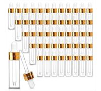 HWJAHQ Paquete de 50 frascos cuentagotas de vidrio transparente de 5 ml, mini botellas de muestra para aceites esenciales, perfumes, líquidos cosméticos