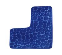 HWJFDC Alfombra Baño Alfombrilla de baño de Esquina con Forma de L de adoquines Que Absorbe el Agua, de Perfil bajo, Suave y Antideslizante(Dark Blue)