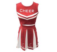 HWJFDC Disfraz Animadora Uniforme de animadora for niñas, traje baile, chaleco estampado con falda plisada(Red,S)