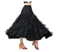 HWJFDC Falda Flamenca Mujer Falda de Baile de salón for Mujer, Traje de Baile Flamenco, vals, competición clásica, práctica, Capas, Gran Swing, Faldas españolas(Black)