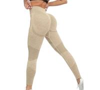 HWJFDC Mallas Push Up Mujer Polainas de Levantamiento de glúteos for Mujeres, Pantalones de Yoga for Entrenamiento de Gimnasio(Khaki,M)