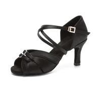 HWJFDC Zapatos Baile Latino Mujer Zapatos de Baile Latino for Mujer, salón, con tacón Alto Ajustable, for Pole Dance, Salsa, Tango y niñas(Black-7.5CM,40)