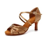 HWJFDC Zapatos Baile Latino Mujer Zapatos de Baile Latino for Mujer, salón, con tacón Alto Ajustable, for Pole Dance, Salsa, Tango y niñas(Q FU-7.5CM,35)