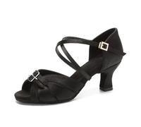 HWJFDC Zapatos Baile Latino Mujer Zapatos de Baile Latino for Mujer, salón, con tacón Alto Ajustable, for Pole Dance, Salsa, Tango y niñas(Black-6CM,38)
