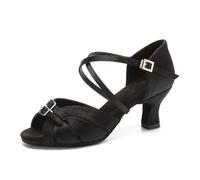 HWJFDC Zapatos Baile Latino Mujer Zapatos de Baile Latino for Mujer, Zapatos Pole Dance, Salsa Moderna, Tango, Latinos tacón Alto Ajustables for niñas(Black-6CM,35)