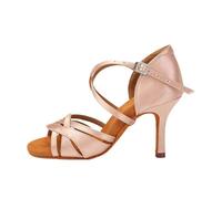 HWJFDC Zapatos Baile Latino Mujer Zapatos de Baile Latino for Mujer, Zapatos salón, Tango con Suela Gamuza, Fiesta Seda for Bailar Salsa, Sandalias for(Pink 8.5CM,35)