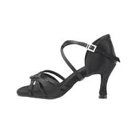 HWJFDC Zapatos Baile Latino Mujer Zapatos de Baile Latino for Mujer, Zapatos salón, Tango con Suela Gamuza, Fiesta Seda for Bailar Salsa, Sandalias for(Black 7.5CM,34)