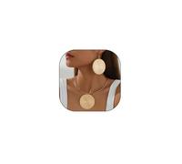 HWJQ Exaggerate - Juego de aretes de disco chapados en oro, aretes colgantes de disco para mujer, joyería media, acero de aleación, sin piedras preciosas