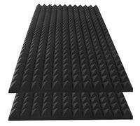 HWLIYUTAI Paquete de 2 paneles de espuma acústica piramidal, 48 x 24 x 2 pulgadas, paneles de absorción de sonido, azulejos de cuña de estudio de alta densidad, paneles acústicos resistentes al fuego