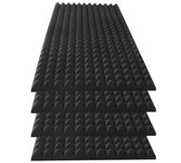 HWLIYUTAI Paquete de 4 paneles de espuma acústica piramidal, 48 x 24 x 2 pulgadas, paneles de absorción de sonido, azulejos de cuña de estudio de alta densidad, paneles acústicos resistentes al fuego
