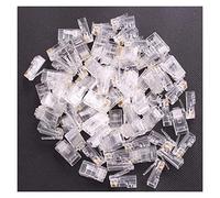 Hwmsza 100 Piezas RJ45 Cabeza PC Ethernet Cable Conector de Red Oro blindado Claro Modular Accesorios Enchufe 8P8C