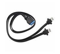 Hwmsza Cable Adaptador de Placa Base USB 3,0 Hembra a 20 Pines Dual, 2 Tornillos USB, Montaje en Panel, Placa Base, Cable Plano, 30/50/65/80cm (Size : 0.65m, Color : Nero)