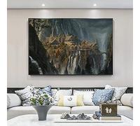 HWNU Cuadro en Lienzo el Señor de los Anillos Arte de la Pared Cartel de la película Impresión Paisaje Óleo sobre Lienzo Pintura Arte Moderno de la Pared para la Sala de Estar Sin Marco 60X90cm