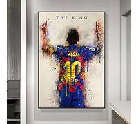 HWNU Impresión de la Lona Póster Abstracto de la Acuarela de la Estrella del fútbol Rey Messi, Impresiones en Lienzo, Pintura de Pared, imágenes artísticas, decoración de Dormitorio Sin Marco