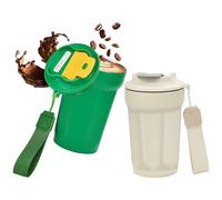 HWSWSH 2 Pcs 420ml Taza de Café Termica Vaso Termico con Tapa Termo Café para Llevar Travel Mug Acero Inoxidable de Doble Pared Coffee Insulated Travel Mug con Tapa a Prueba de Fugas, Beige y Verde