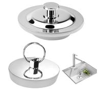 HWSWSH 2 Pcs Tapón De Bañera Universal 42-46 mm Tapón De Drenaje De Fregadero De Goma De Acero Inoxidable Tapón De Lavabo De Baño De 2 Estilos Tapón De Lavabo para Baño, Cocina, Bañera, Piscina