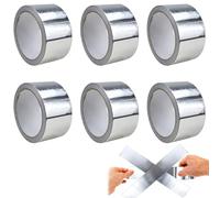 HWSWSH 6 Rollo Cinta de Aluminio Adhesiva 50 mm x 20 m Aluminio Cinta Resistente a Altas Temperaturas cinta de Aluminio para Chimeneas Grosor 0.06mm para Sellar/Reparar Tubo de Escape Tuberías Techos
