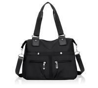 HWSWSH Bolso Bandolera Mujer Grande Negro Con 11 Compartimentos Bolso Crossbody Mujer Nylon Impermeable Crossbody Bandolera Multifuncional 36x14x33cm Ligero y Antirrobo Para Viaje Trabajo y Uso Diario