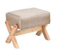 HWSWSH Reposapiés de Madera Reposapiés Sofa Alto 30cm Otomana Madera Reposapiés Pequeño Tela de Algodón y Lino Otomana con Asiento Acolchado Patas de Madera de Caucho con Pedales X - Leg, Carga 100kg
