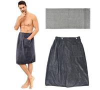 HWSWSH Toalla Sauna Hombre Gris 70x140cm + Toallas 100% Algodon 71x34cm, Toallas Ducha Grandes Toalla Microfibra Toalla Sauna Ajustable Grande Cubre y Seca Rápido para Sauna Gimnasio Playa Baño SPA