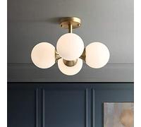 HWSY Candelabros moleculares LED Modernos de 4 Cabezas Pantalla de Vidrio nórdico Magic Beans Island Luces Colgantes de Techo para Sala de Estar Comedor Dormitorio, Pantalla de Vidrio de latón, E27