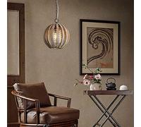 HWSY E27 Lámpara Colgante de Techo semiempotrada de 1 luz Candelabro suspendido de Madera Envejecida Lámpara Colgante de Pantalla de Cristal de Metal Conjunto Ajustable Luminaria Restaurante Bar Café