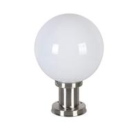 HWSY Luz de Pilar Exterior a Prueba de Lluvia LED Bola Redonda Lámpara de Poste de Acero Inoxidable Exterior IP65 Impermeable Poste Linterna Luz Pantalla de acrílico Blanco lechoso Patio Villa Jardín