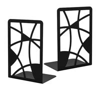 Hwtcjx 1 Pares Sujetalibros, Metal Sujeta Libros, Sujeta Libros Estanteria, Sujetalibros Estanteria,Antideslizante Sujetalibros Apoyalibros,Sujetalibros para Libros Gruesos,12x9.5x17.5cm(Negro Lineas)
