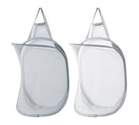 Hwtcjx 2 Piezas Cesta Juguetes Infantil, Cesto Roupa Suja, Cesto Ropa Plegable con Asas, Canasta Ropa Sucia Colgante, para Almacenamiento de Ropa y Juguetes, 40 x 29.5 cm (Blanco y Gris)