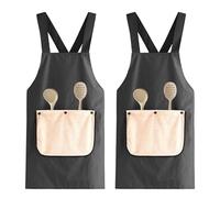 Hwtcjx 2 Piezas Delantal Antiincrustante y Ajustable, Delantal de Cocina, Rayas Mandiles con Bolsillos para Cocinar y Hornear para Mujeres, Hombre y Pareja (Negro rayado)