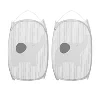 Hwtcjx Cestos para Lavandería Plegables 2 Piezas, Pop-Up Malla Cesto de Ropa Plegable, Bolsa Bin Cesto Juguete, Organizador de Almacenamiento, Cesta de Lavandería con Asa, 30x30x48cm (Gris)