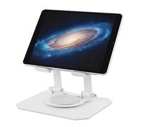 Hwtcjx Soporte Tablet Mesa, Soporte para Tablet hasta 13 pulgadas, Stand Plegable para Móvil, Base Metálica Giratoria 360°,Antideslizante, Compatible con iPad/Galaxy Tab/MediaPad/iPhone 14/13 (Blanco)