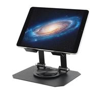 Hwtcjx Soporte Tablet Mesa, Soporte para Tablet hasta 13 Pulgadas, Stand Plegable para Móvil, Base Metálica Giratoria 360°,Antideslizante, Compatible con iPad/Galaxy Tab/MediaPad/iPhone 14/13 (Negro)