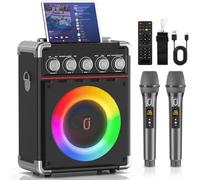 HWWR Máquina de karaoke con 2 micrófonos para adultos y niños