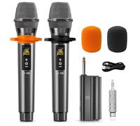 HWWR Micrófonos inalámbricos, micrófono UHF universal de metal para cantar karaoke, rango de 200 pies, sistema de micrófono dinámico inalámbrico con receptor recargable para bodas, DJ, fiestas,