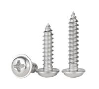 HWWW 20/50/ 100/200 Uds M1.4 M1.7 M2.6 M3- M5 304 cabeza redonda cruzada de acero inoxidable con tornillo autorroscante de Collar de arandela(4mm,M2.6 (100pcs))