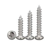 HWWW 50/100/ 200/500 Uds tornillos autorroscantes de cabeza redonda cruzada de acero al carbono niquelado M1 M1.2 M1.4 M1.7 M2 M2.3 M2.6 M3 M4 M5(6mm,M1.4 (200pcs))